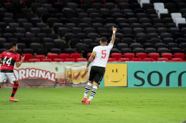 Rio, Brezilya - 15 Nisan 2021: Leandro Castan Maracana Stadyumu 'nda Carioca Şampiyonası' nda Flamengo ve Vasco arasında oynanan maçta