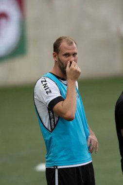 Rio, Brezilya - 17 Nisan 2021: Joel Carli Maracana Stadyumu 'nda Carioca Şampiyonası' ndan Fluminense v Botafogo maçında