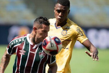 Rio, Brezilya - 25 Nisan 2021: Maracana Stadyumu 'nda Carioca Şampiyonası' nda Fluminense ve Madureira arasında oynanan maçta Bobadilla oyuncusu