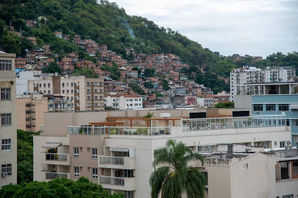 Contraste Social Una Zona Urbana Ciudad Río Janeiro Mostrando Edificios — Foto de Stock