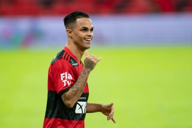 Rio, Brezilya - 8 Mayıs 2021: Maracana Stadyumu 'nda Carioca Şampiyonası' nda Flamengo ile Volta Redonda arasındaki maçta Michael oyuncu