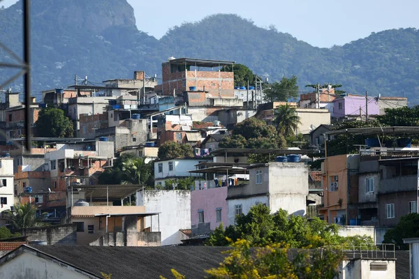 Vista Casas Comunidad Necesitada Río Janeiro Día Soleado — Foto de Stock