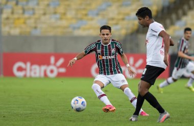 Rio, Brezilya - Haziran 03, 2021: Gabriel Teixeira Fluminense ile Bragantino arasındaki maçta Maracana Stadyumu 'nda oynanan Brezilya Kupası' nın üçüncü turu.