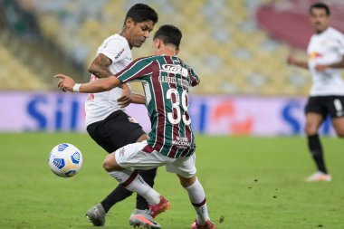 Rio, Brezilya - Haziran 03, 2021: Gabriel Teixeira Fluminense ile Bragantino arasındaki maçta Maracana Stadyumu 'nda oynanan Brezilya Kupası' nın üçüncü turu.