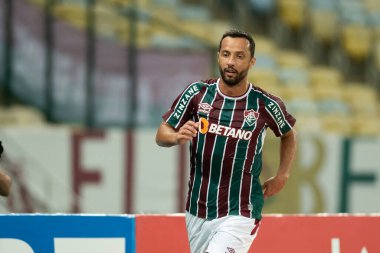 Rio, Brezilya - Haziran 03, 2021: Maracana Stadyumu 'nda oynanan Brezilya Kupası' nda Fluminense ile Bragantino arasındaki maçta Nene oyuncusu