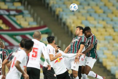 Rio, Brezilya - Haziran 03, 2021: Fred ve Luccas Claro Fluminense ile Bragantino arasındaki maçta Maracana Stadyumu 'nda oynanan Brezilya Kupası' nın üçüncü turu.