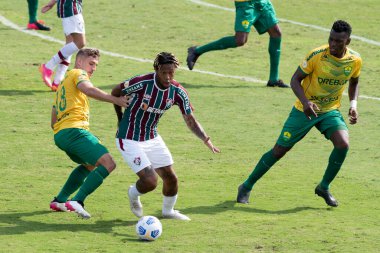 Rio, Brezilya - Haziran 06, 2021: Abel Hernandez, Sao Januario Stadyumu 'nda oynanan Brezilya Şampiyonası' nda Fluminense ile Cuiaba maçı arasında maç yaptı.