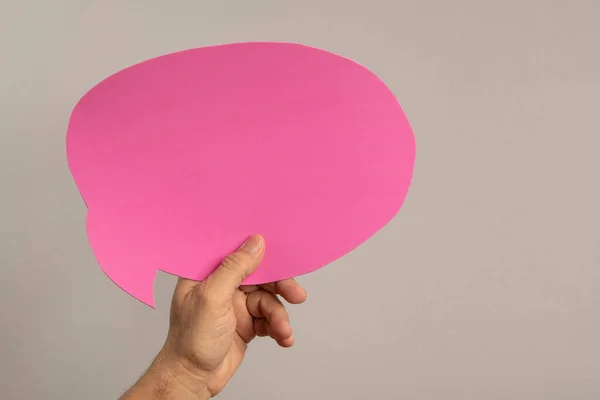 Balão Texto Com Espaço Cor Rosa Fundo Cinza — Fotografia de Stock