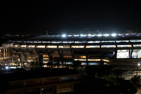 Rio Brazylia Lipca 2021 Zewnętrzna Strona Stadionu Maracana Nocą Pokazująca — Zdjęcie stockowe