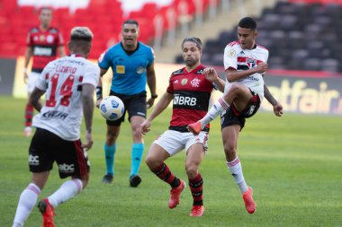 Rio, Brezilya - 25 Temmuz 2021: Maracana Stadyumu 'nda oynanan Brezilya Şampiyonası (serie A) serisi ile Flamengo 5 - 1 Sao Paulo maçında Diego oyuncusu