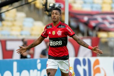 Rio, Brezilya - 25 Temmuz 2021: Bruno Henrique, Maracana Stadyumu 'nda oynanan karşılaşmada Flamengo 5' e karşı 1 Sao Paulo ile Brezilya Şampiyonası 'nın 14. turu (serie A) arasında yer aldı.