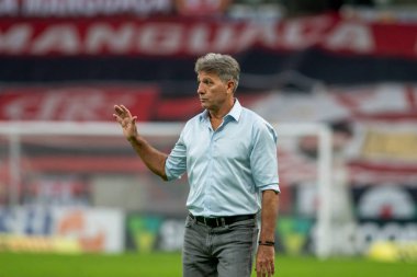 Rio, Brezilya - 25 Temmuz 2021: Renato Gaucho teknik direktörü Flamengo 5 - 1 Sao Paulo maçında Brezilya Şampiyonası 'nın 14. turu (serie A) ile Maracana Stadyumu' nda oynandı.