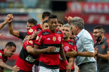 Rio, Brezilya - 25 Temmuz 2021: Bruno Henrique, Maracana Stadyumu 'nda oynanan karşılaşmada Flamengo 5' e karşı 1 Sao Paulo ile Brezilya Şampiyonası 'nın 14. turu (serie A) arasında yer aldı.