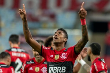 Rio, Brezilya - 25 Temmuz 2021: Bruno Henrique, Maracana Stadyumu 'nda oynanan karşılaşmada Flamengo 5' e karşı 1 Sao Paulo ile Brezilya Şampiyonası 'nın 14. turu (serie A) arasında yer aldı.
