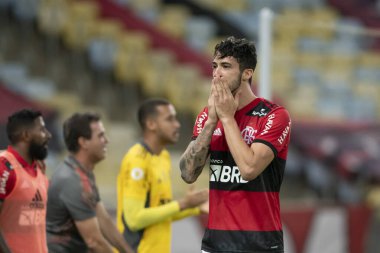 Rio, Brezilya - 25 Temmuz 2021: Gustavo Henrique, Maracana Stadyumu 'nda oynanan maçta Flamengo 5' e karşı 1 Sao Paulo ile Brezilya Şampiyonası 'nın 14. turu (serie A) arasında yer aldı.