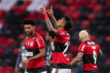 Rio, Brezilya - 29 Temmuz 2021: Bruno Henrique, Maracana Stadyumu 'nda oynanan karşılaşmada Flamengo 6-0 ABC ile Brezilya Kupası arasında yer aldı.