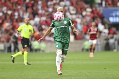 Rio, Brezilya - 19 Ekim 2025: Andreas Pereira Flamengo 3 x 2 Palmeiras arasında oynanan maçta Maracana Stadyumu 'nda oynanan 29.