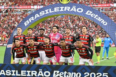 Rio, Brezilya - 19 Ekim 2025: Flamengo 3 x 2 Palmeiras arasındaki maçta Maracana Stadyumu 'nda düzenlenen Brezilya Şampiyonası' nın 29.