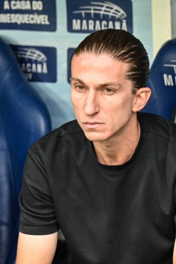 Rio, Brezilya - 19 Ekim 2025: Filipe Luis koçu Flamengo 3 x 2 Palmeiras arasında oynanan maçta Maracana Stadyumu 'nda oynanan 29.