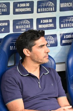 Rio, Brezilya - 19 Ekim 2025: Flamengo 3 x 2 Palmeiras arasındaki maçta Abel Ferreira koçu Maracana Stadyumu 'nda düzenlenen Brezilya Şampiyonası' nın 29.