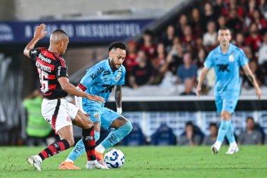 Rio, Brezilya - 09 Kasım 2025: Flamengo 3 x 2 Santos arasındaki maçta Neymar oyuncusu Maracana Stadyumu 'nda düzenlenen Brezilya Şampiyonası' nın 33. raundunda