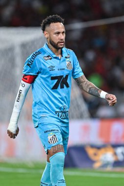 Rio, Brezilya - 09 Kasım 2025: Flamengo 3 x 2 Santos arasındaki maçta Neymar oyuncusu Maracana Stadyumu 'nda düzenlenen Brezilya Şampiyonası' nın 33. raundunda