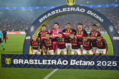 Rio, Brezilya - 03 Aralık 2025: Maracana Stadyumu 'nda oynanan Flamengo x Ceara maçında Brezilya Şampiyonası' nın 37. raundunda poster oyuncusu