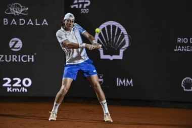 Rio de Janeiro, Brezilya - 19 Şubat 2026: Ignacio Buse Rio Açık 2026 'da Jockey Club Brasileiro' da Guga Kuerten Court 'ta eylem halinde.
