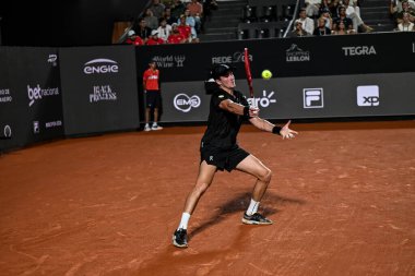 Rio de Janeiro, Brezilya - 19 Şubat 2026: Joao Fonseca Rio Açık 2026 'da Jokey Kulübü Brasileiro' da Guga Kuerten Mahkemesi 'nde eylem halinde.