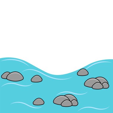 Çizgi film akışı, beyaz arkaplanda izole nehir