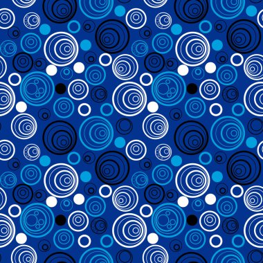 Çemberli mavi soyut geometrik kusursuz desen. Vektör