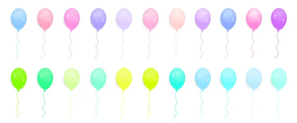 Globos de helio en colores pastel aislados en blanco. Ilustración vectorial. — Archivo Imágenes Vectoriales