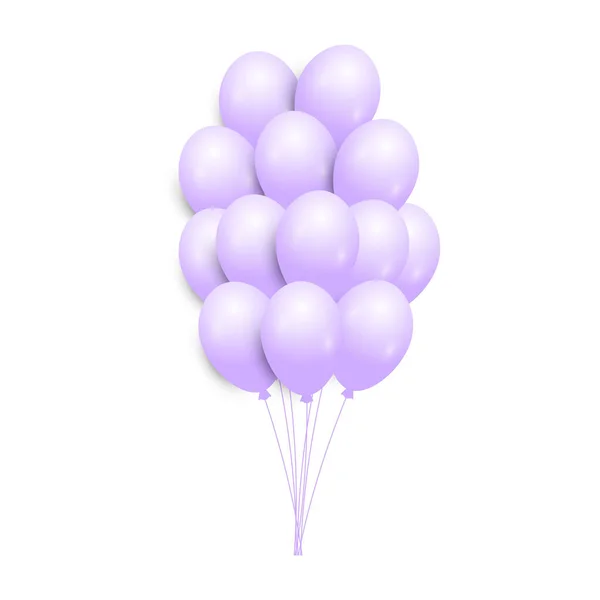 Violet Balloon Bunch. Ilustración vectorial de globos violeta voladores. — Vector de stock