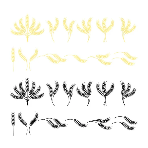 Wheat ear icons set isolated on a white background, vector illustration. — Stock Vector