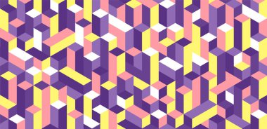 Renkli küplerin deseni. Kübik soyut arkaplan vektörü illüstrasyonu.