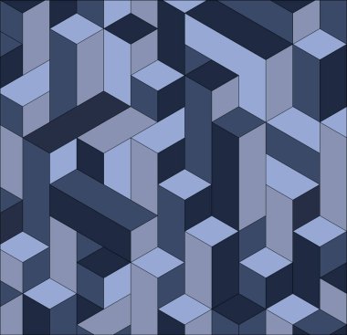 Renkli 3D blokları olan geometrik soyut arkaplan. Vektör illüstrasyonu.