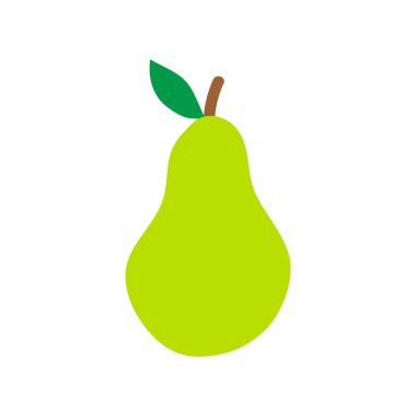 Köklü ve yapraklı armut vektörü. Çizgi film çizimi beyaza izole edilmiş..