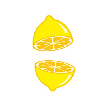 Limon meyvesi, beyaz arka planda izole edilmiş iki limon. Limon logosu tasarımı.