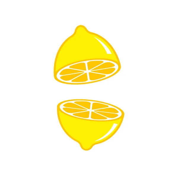 Zitronenfrüchte, zwei Zitronenhälften isoliert auf weißem Hintergrund. Design des Lemon-Logos. — Stockvektor