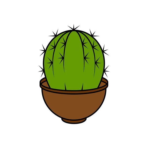 Cute cactus in pot Vector illustration isolated on white. — Stock Vector