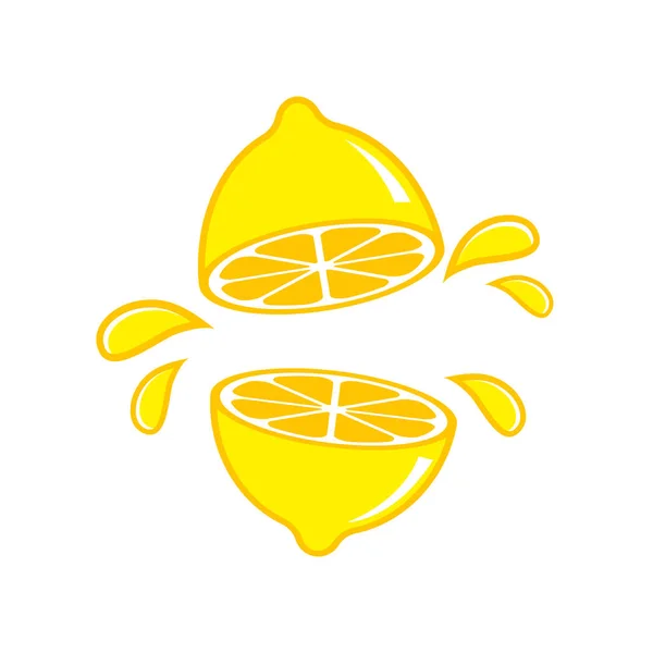 Vecteur citron.Moitiés de citron avec une touche de jus de citron. — Image vectorielle