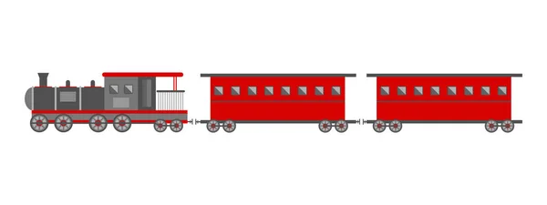 Lokomotywa z wagonami, ikona wektora. Ilustracja pociągu pasażerskiego. — Wektor stockowy