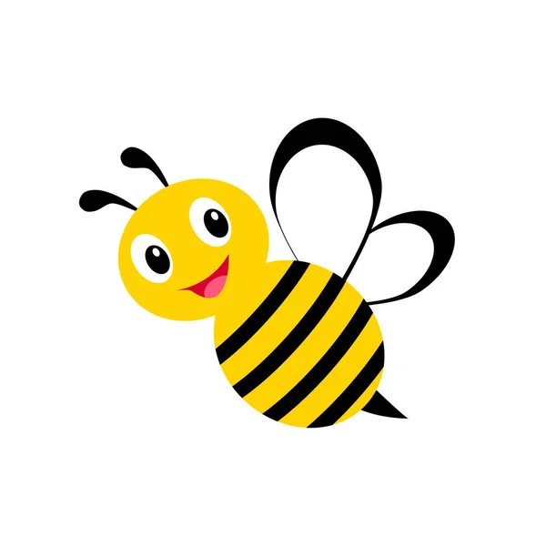 Arı simgesi beyaz arkaplanda izole edildi. Bal arısı böceği. Düz biçim vektör illüstrasyonu. Stok Illüstrasyon