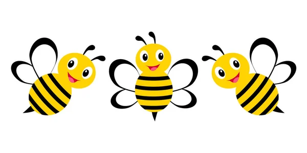 Cartoon bee collectie.Honingbij set. Vectorillustratie. — Stockvector