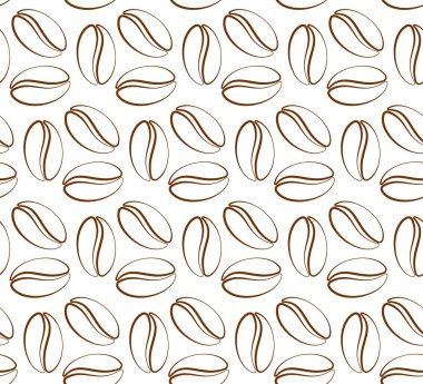 Kahve çekirdeği pürüzsüz desen. Şirin vektör arkaplanı.
