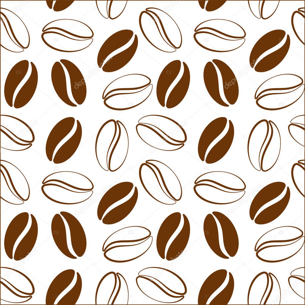 Coffee Beans seamless pattern . Cute vector seamless background with coffee.