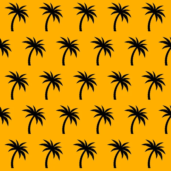 Palmen nahtloses Muster. Schwarze Palmen auf orangem Hintergrund Stockvektor