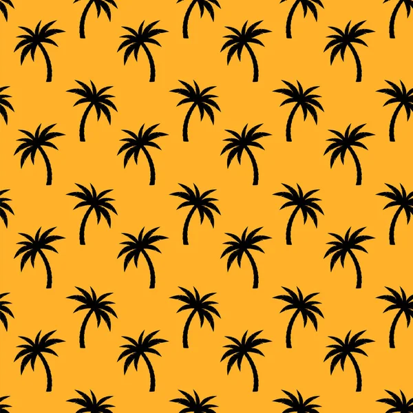 Palmiers motif sans couture. Palmiers noirs sur fond orange. Illustrations De Stock Libres De Droits