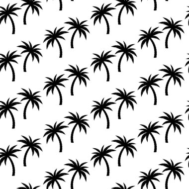 Palmiye ağaçları. Kusursuz desenli hindistan cevizi palmiyeleri siyah beyaz