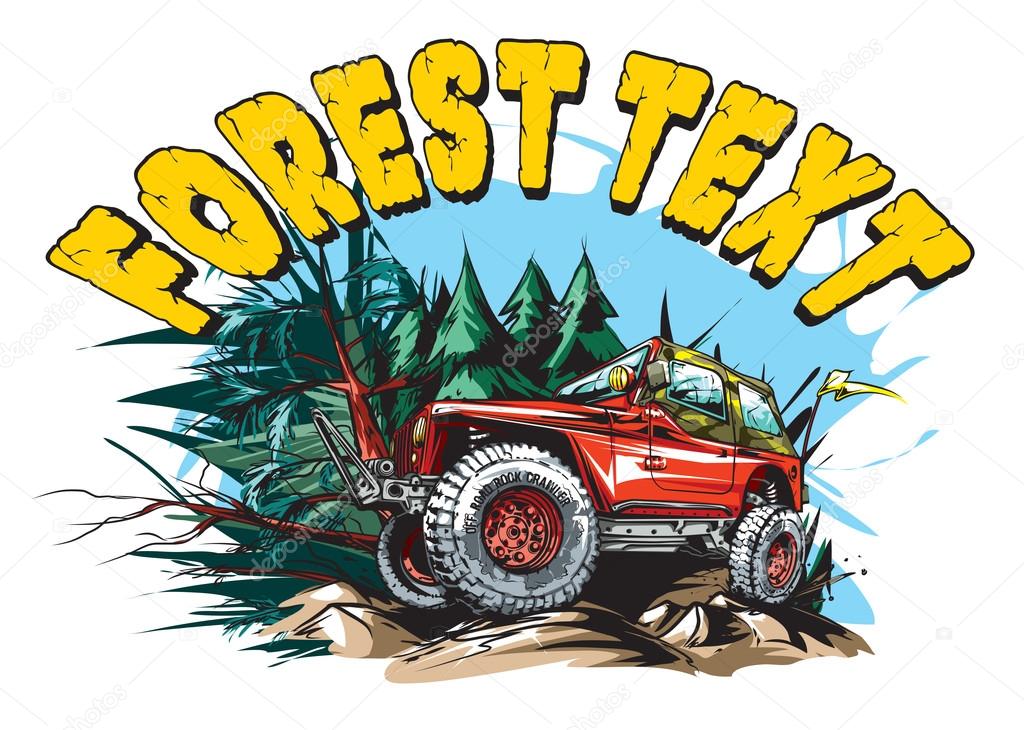 Vector illustration of 4x4 jeep logo design